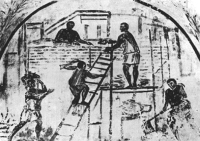 A Roman image of scaffolding in use